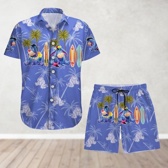 Discover Eeyore Button Shirt And Shorts, Winnie The Pooh Hawaiian Shirt, Beach Shorts, Disneyworld Shirt, Disneyland Shirt,Disney Vacation Shirt