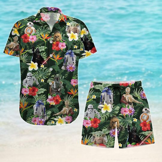 Discover Star Wars Button Shirt, Darth Vader, Boba Fett, Stormtrooper, Baby Yoda Shirt, Disney Hawaiian Short, R2D2 Summer Shirt, Gift For Fan