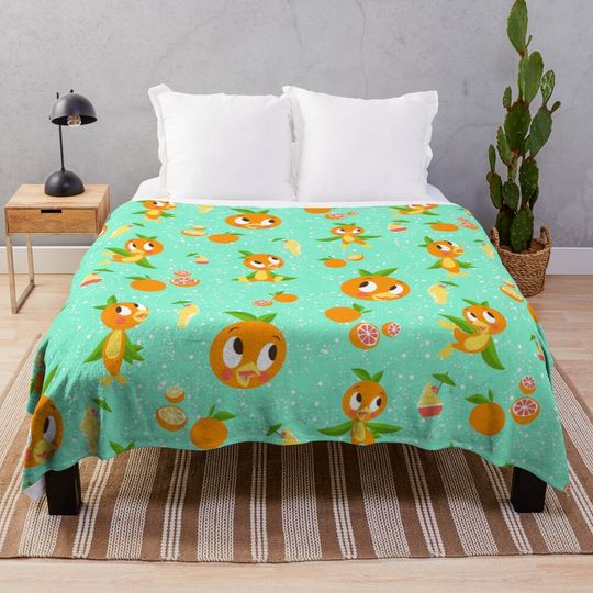 Discover Orange Bird with Dole whip Throw Blanket