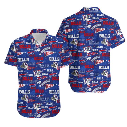 Buffalo Bills Hawaiian Shirt Word Bills And Helmets Cool Hawaiian Shir