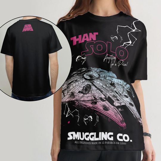 Vintage Star Wars Millennium Falcon All Over Print T-shirt, Disney Han Solo 3D Shirt, Galaxy Edge, Hollywood Studio, Star War Day Gift