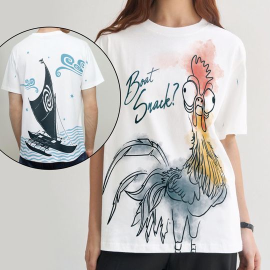Vintage Disney Moana Hei Hei Boat Snack All Over Print T-shirt, Hei Hei Watercolor Sketch 3D Shirt, Funny Hei Hei Shirt, Disneyland Matching