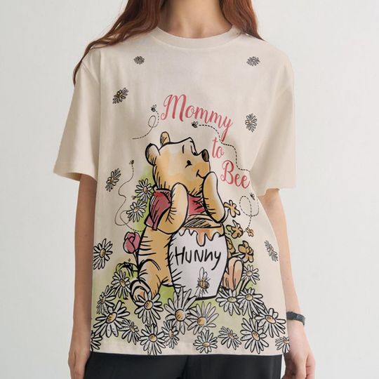 Vintage Winnie The Pooh Mommy To Bee All Over Print T-shirt, Disney Mom 3d Shirt, Mother's Day Gift, Gift For Mom, Disneyland Family Trip