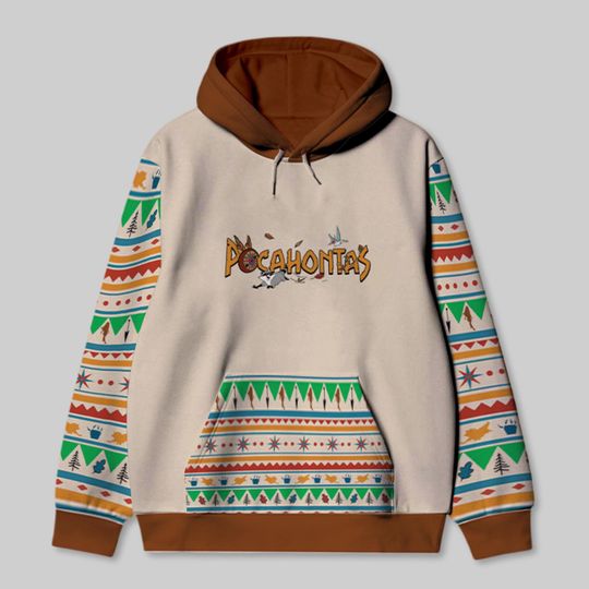 90s Vintage Pocahontas Princess All Over Print Hoodie, Disney Pocahontas John Smith Meeko Flit Percy 3D Hoodie, Disneyland Family Outfit
