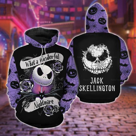 Discover Jack Skellington Hoodie, Nightmare Before Christmas 3D Hoodie, Jack Skellington Unisex Hoodie, Halloween Gift