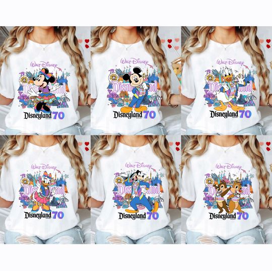 Discover Vintage Disneyland 70Th Anniversary Shirt, Walt Disneyland Castle Tshirt, Mickey And Friends Tee, Disneyland Family Trip, Birthday Gift