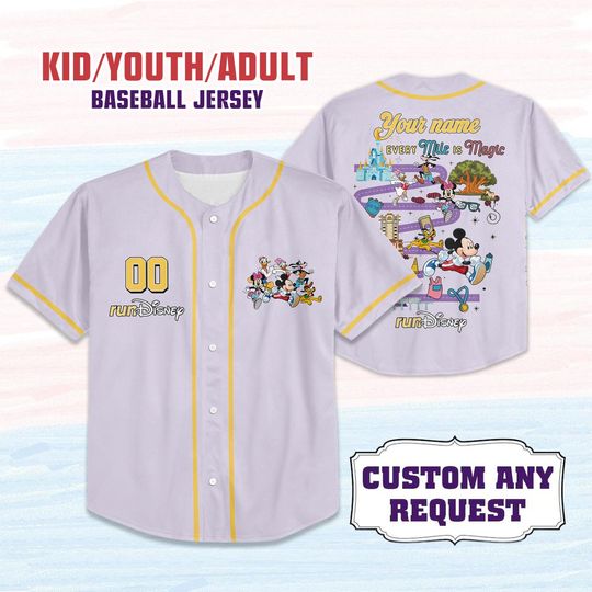 runDisney Disney Marathon Weekend Baseball Jersey, Every Mile Is Magic Retro Jersey, Disney Epcot Runner Family Vacation Gift