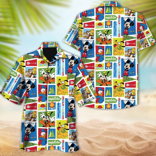 Discover Mickey And Friends Button Shirt, Mouse Hawaiian Shirt, Mickey Button Shirt, Summer Vacation Hawaii Shirt, Aloha Hawaiian