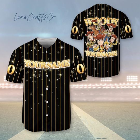 Custom Toy Story Woody Baseball Jersey, Buzz Lightyear Athletic Jersey, Disney Baseball Jersey, Bullseye Jersey, Movie Character Jersey
