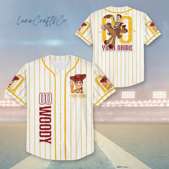 Custom Toy Story Friends Baseball Jersey, Movie Character Football Jersey, Buzz Lightyear Jersey, Woody Jersey, Bullseye T-Rex Jersey