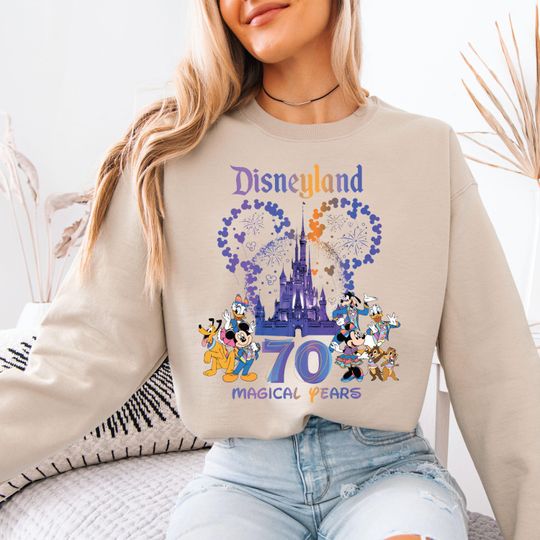 Discover Disneyland 70 Magical Years Sweatshirt, Disneyland 70th Anniversary, Mickey & Friends Celebration Sweater, Disneyland Vacation Sweat