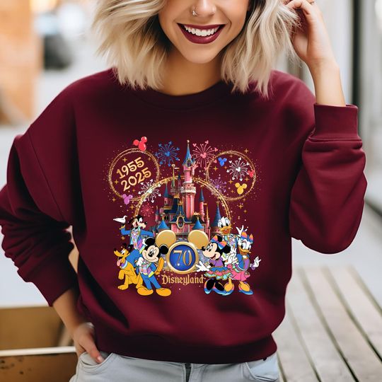 Discover Disneyland 70th Anniversary, Retro Theme Park Sweatshirt, Disney Family Vacation , Vintage 70th Anniversary Sweatshirt