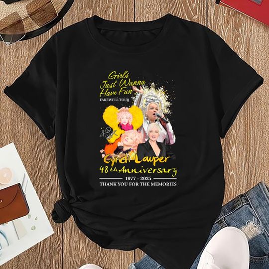 Cyndi Lauper 48th Anniversary Shirt, Cyndi Lauper Girl Tour 2025 Shirt, Cyndi Lauper Fan Gift, Cyndi Lauper 90s Vintage, Cyndi Lauper Shirt