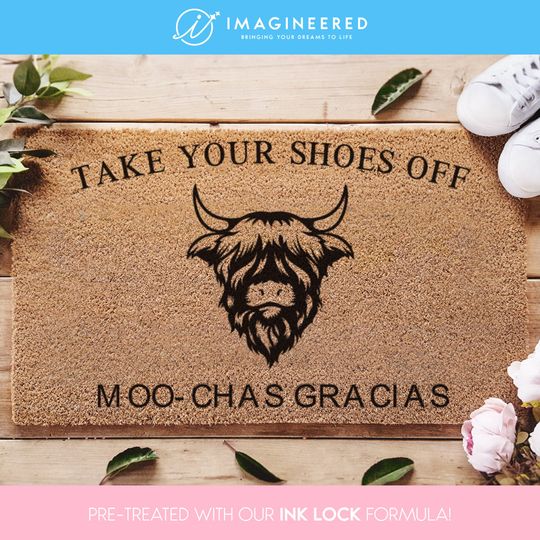 Highland Cow Doormat Funny - Moo-chas Gracias - Western Style Decor - Country Living - Doormat Cute - Farmhouse Decor - Funny Doormat