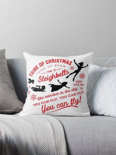 Think of Christmas Peter Pan inspired, You Can Fly by Kelly Design Company Pillow