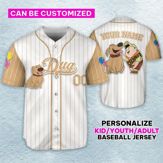 Personalized Disney Up Movie Dug Baseball Jersey, Custom Disney Jersey, Disney Baseball Team Outfit