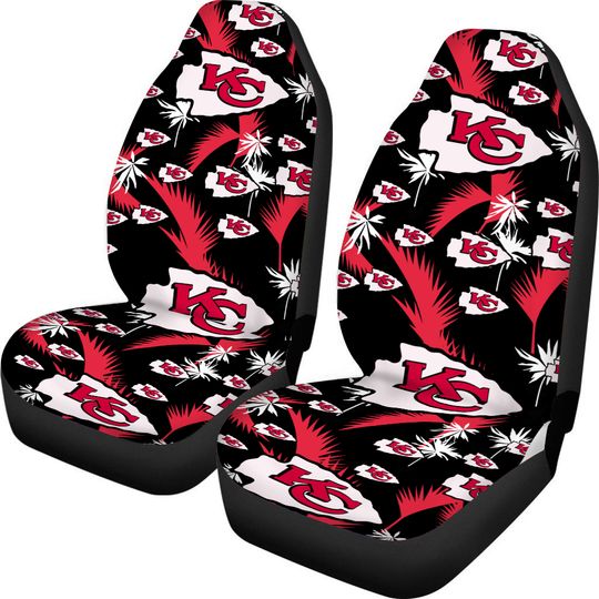 2pcs Kansas City Chiefs Elastic Car Seat Covers Hawaii Printed Seat Cover Soft