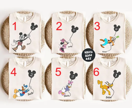 Custom Disney Birthday Shirt Mickey Mouse Balloon Shirt Personalized Mickey & Friends Birthday Custom Personalized Birthday Gift