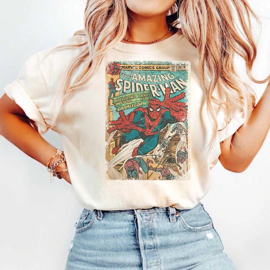 Discover Retro Amazing Spider-Man Avenger Superhero Comfort Color Shirt, Marvel Avengers, Vintage Spiderman Shirt, Fans Gift Tee