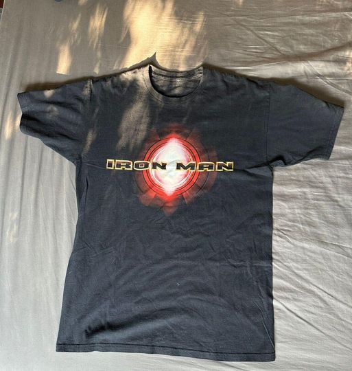 Marvel Iron Man 2008 Movie Promo T- Shirt Black Large Rare Superhero Tony Stark