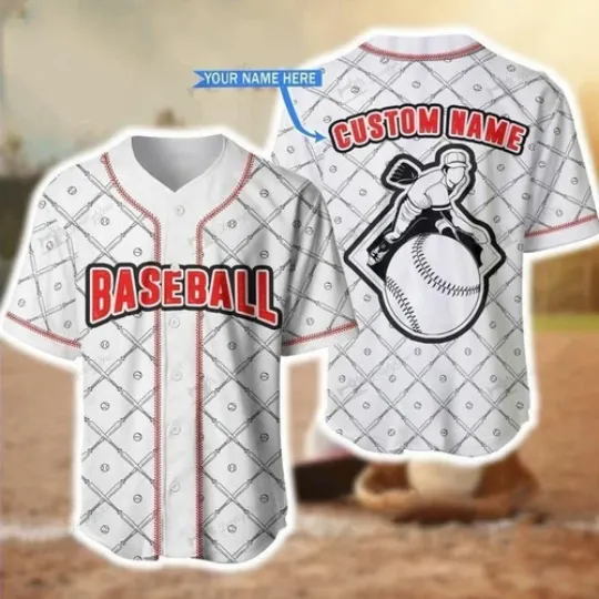 Discover Baseball Player White Personalized Baseball Jersey