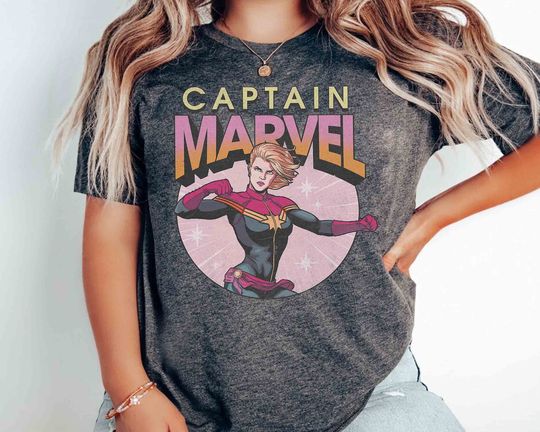 Captain Marvel Distressed Vintage Circle Logo Retro T-shirt, MCU Fans Marvel Studios Unisex T-shirt Family Birthday Gift Matching Tee