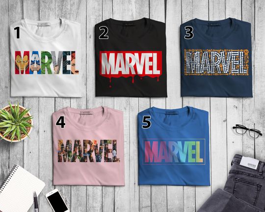 Discover Marvel Logo Classic Logo Avengers Super Heroes Halloween Icons T-shirt, Disneyland Family Matching Shirt, Marvel Comic Shirt
