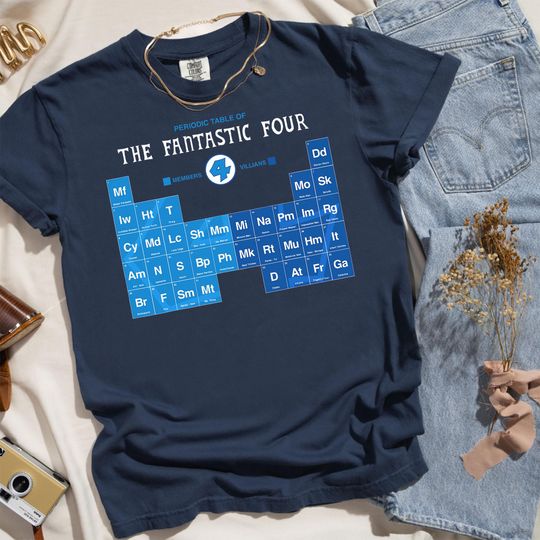 Marvel Fantastic Four Members And Villains Periodic Table Shirt, Disney Family Vacation Outfit, Superhero Fan Shirt, Marvel T-shirt, HHA656