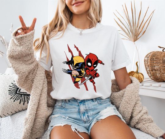 Discover Marvel Deadpool Shirt, Marvel Super Hero T-shirt, Comic Book Deadpool Sweater, Wolverine And Deadpool Shirt, Super Hero Best Friends Tee