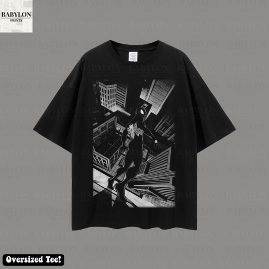 Discover Oversized Vintage Black Suit Spider-Man T-Shirt Retro Superhero Shirt Comic Book Shirt Marvel Gift Symbiote Spiderman tshirt Venom SpiderMan
