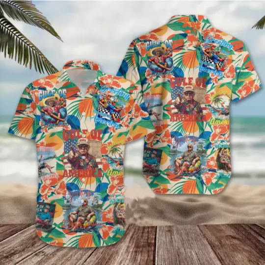 Gulf Of America Trump Floral Aloha Summer Vacay Mode 3D HAWAII SHIRT