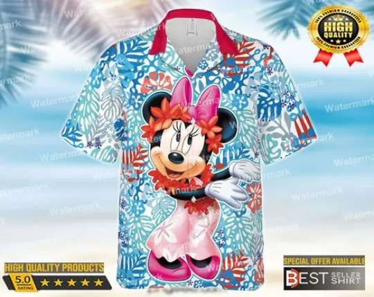 Discover Disney Minnie Mouse Cute Vintage Floral Disney Hawaiian Shirt