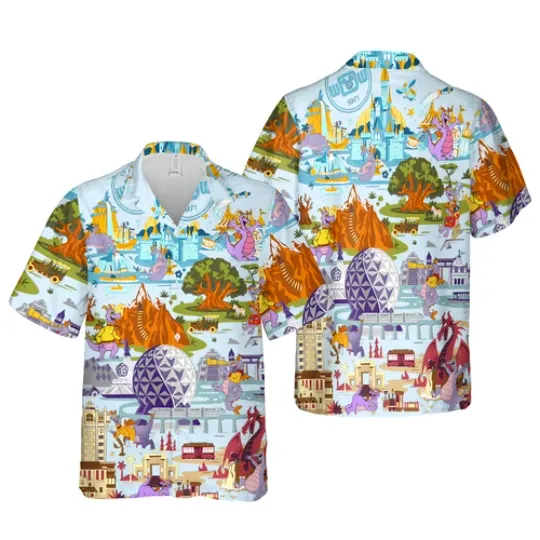 Disney Figment Funny Hawaiian Set Epcot Figment Hawaiian Shirt