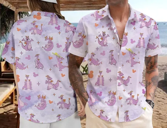 Dragon Figment Epcot Hawaiian Shirt Button Down Unisex Adults Outfit