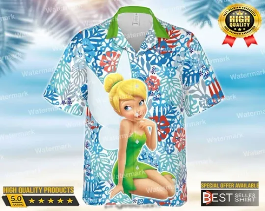 Discover Disney Tinker Bell Cute Vintage Floral Disney Hawaiian Shirt