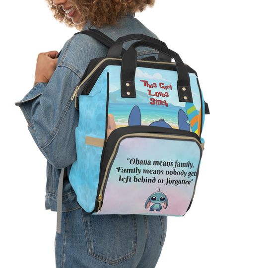Ohana Means Family Bag, Disney Stitch Multifunctional Diaper Backpack,  Baby Shower Gift, Toddler Backpack, Travel Diaper Bag