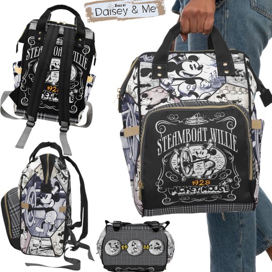 Discover Backpack  Mickey Bag  Steamboat Willie  Diaper Bag Backpack  Mouse Gift