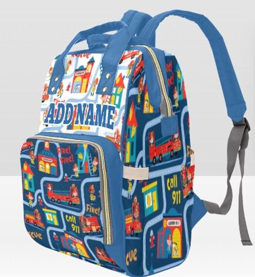 Discover CUSTOM PERSONALIZED Future Fire Fighter diaper bag | Custom Backpack | Diaper Bag | Baby Shower | Fire Fighter Bag| Fire Engine Bag