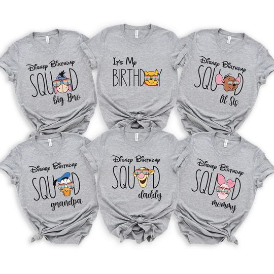 Discover Personalized Disney Birthday Squad Shirt, Custom Disney Family Birthday Matching Tees, Family Matching Shirt
