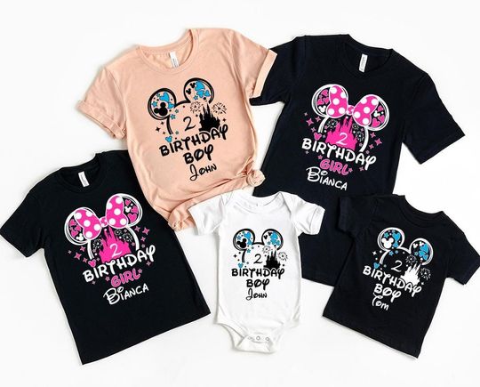 Discover Custom Disney Birthday Shirt, Disney Birthday Girl Boy Shirt, Disney Birthday Group Shirts, Disney Birthday Squad Shirt, Custom Age Tee