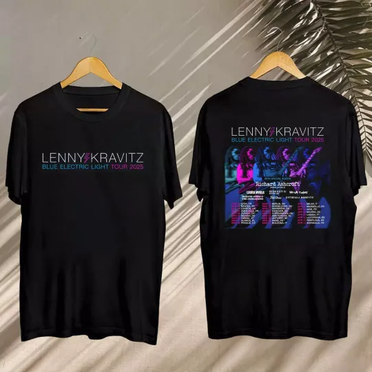 Lenny Kravitz 2025 Concert Shirt, Lenny Kravitz Blue Electric Light Tour 2025 Tee