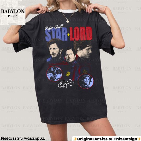 Discover Vintage Star Lord Shirt Peter Quill Marvel T Shirt Chris Pratt Signature Shirt Guardians of the Galaxy Shirt Marvel Gift Disney world TShirt