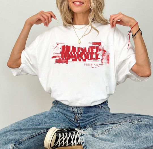 Marvel Logo Glitched Courageous Fearless Legendary Since 39 Shirt, MCU Universe Fan Gifts, Marvel Family Party Gift 2024, Disney Trip 2024