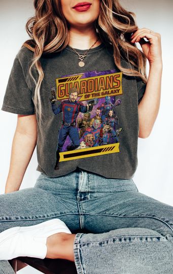 Marvel Guardians of the Galaxy Volume 3 Comic Style and Logo T-Shirt, Marvel Vintage Avengers Team, Star Lord Tee, Disneyland Matching Shirt