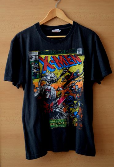 Size L, Original men's short sleeve black T-shirt Marvel comics X-MEN, 1990s Vintage men's clothing