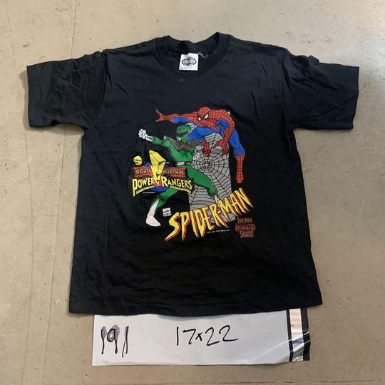 Vintage Mighty Morphin Power Rangers Spider Man Marvel T Shirt Size Large Kids