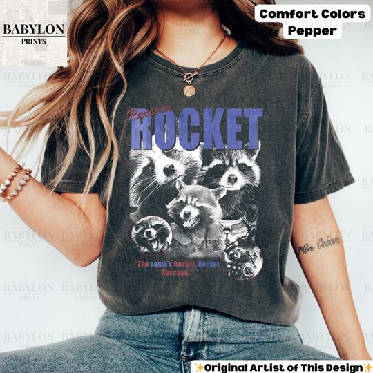 Discover Vintage Rocket Raccoon Shirt Marvel T Shirt Cosmic Rewind Shirt Guardians of the Galaxy Shirt Marvel Gift Disney world TShirt Raccoon Shirt
