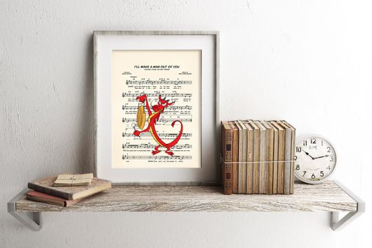 Mulan Mushu Ill Make A Man Out Of You Disney Sheet Music Art Print