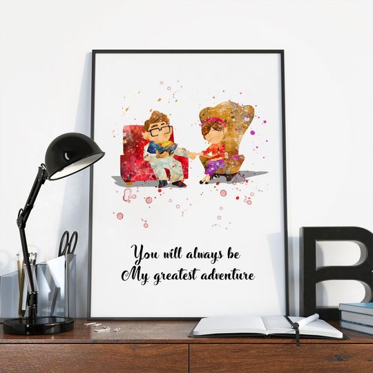 Up Carl and Ellie Art Print Poster Gift Idea For Him Or Her | Nursery Art |