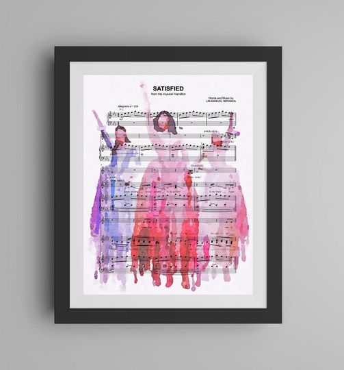 Discover Hamilton Musical Watercolor Painting, Schuyler Sisters Art Print, Satisfied Sheet Music, Broadway Play Poster, Unique Gift Idea, USA History